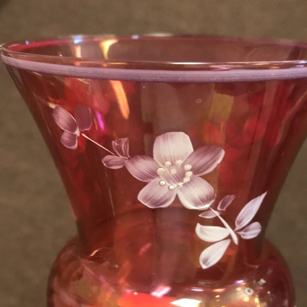 Vintage‎ (1970's) Venetian Handpainted Bohemian Footed Glass Vase - Picture 3 of 3